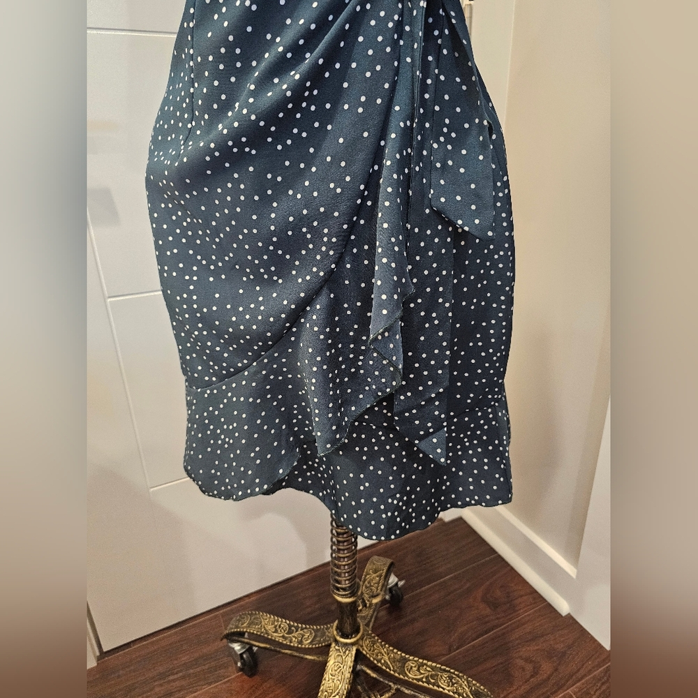 NWOT Shein Ruffle Hem Polka Dots Wrap Dress, Green, S - Picture 3 of 6
